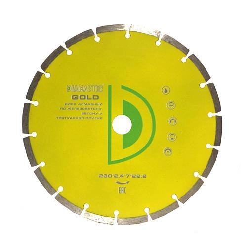 Диск сегментный GOLD д.230*22,2 (*2,4*7)мм | 18z/универсал/wet/dry DIAMASTER