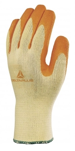 фото перчатки deltaplus™ ve730or (хлопок/полиэстер+рельефный латекс)