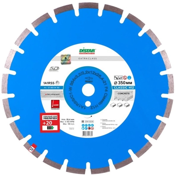 Алмазный диск ADTNS 1A1RSS/C3-W 400X3,5/2,5X12X25,4-28 F4 CLG 400/25,4 RS-M