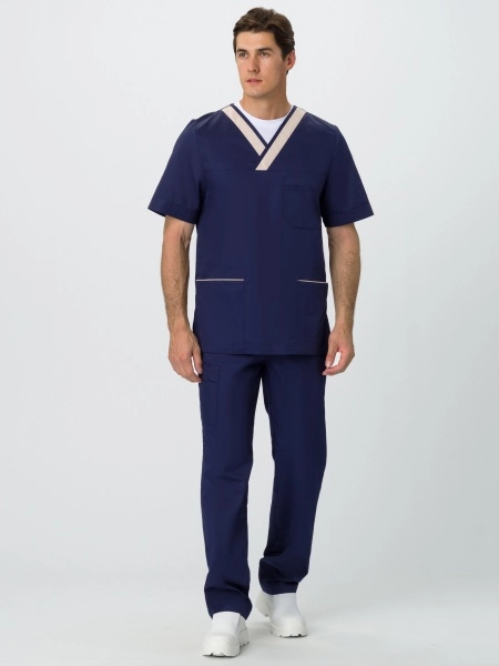 фото костюм мужской симпл-001 (тк.смесовая,120) medline, т.синий/бежевый