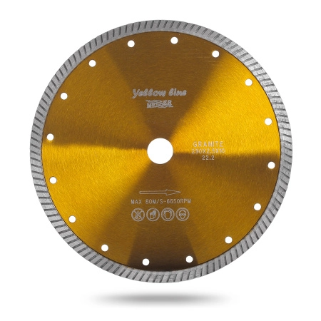 Диск турбо "Желтая линия" для резки гранита, сухой, 125D-2.0T-10W-22.2