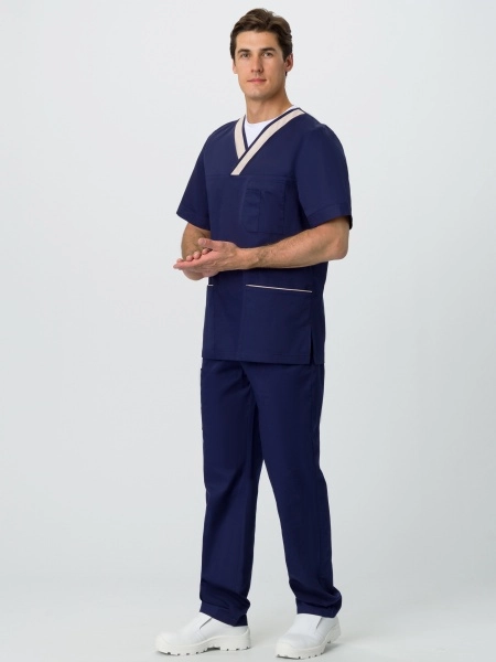 фото костюм мужской симпл-001 (тк.смесовая,120) medline, т.синий/бежевый