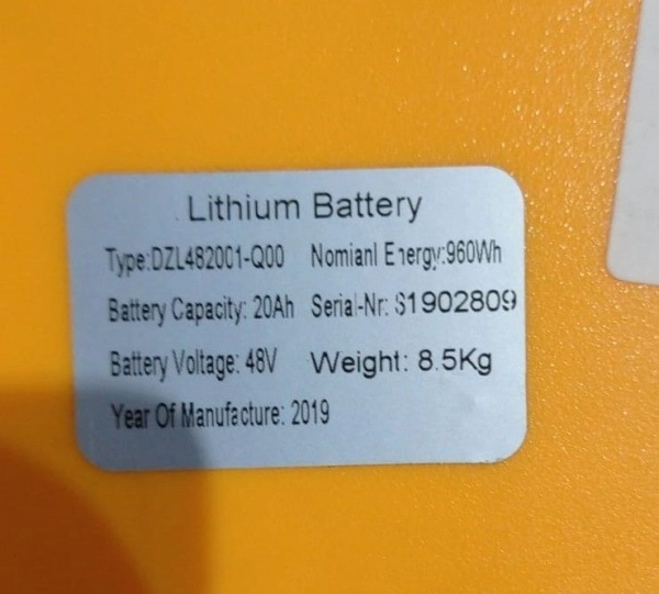 фото аккумулятор для тележек cbd15w-li 48v/20ah литиевый (li-ion battery)