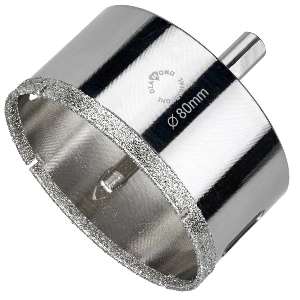 Алмазная коронка по керамограниту, плитке, кафелю 80 мм с центром Diamond Industrial