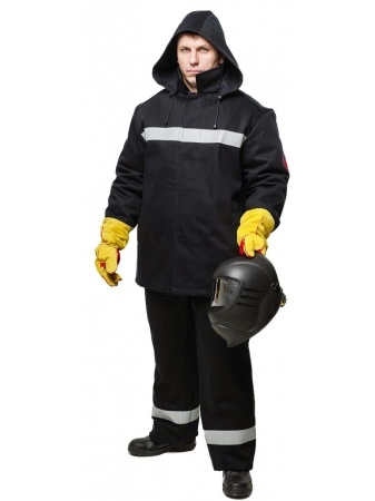 фото костюм сварщика зимний worker 3 кл.защиты (тк.100% хб,500) ксв 126w, черный