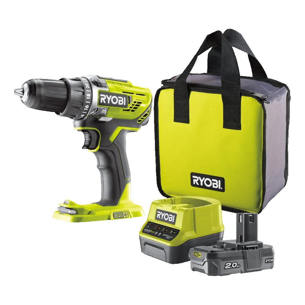 фото компактная дрель-шуруповерт ryobi one+ r18dd3-120s