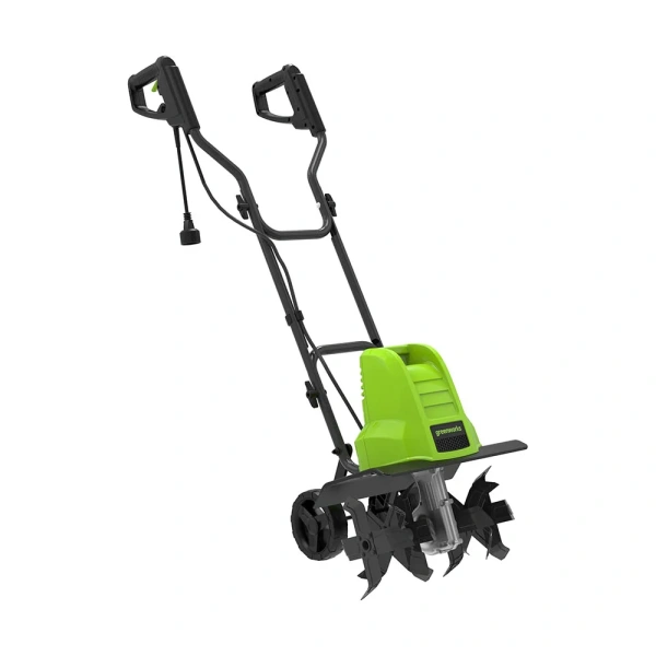 фото электрический культиватор greenworks gtl1520