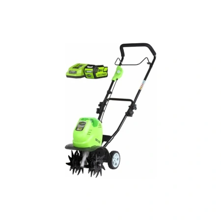 фото аккумуляторный культиватор greenworks g40tl