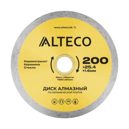 Диск алмазный по керамической плитке ALTECO 200x25.4x1.6 мм