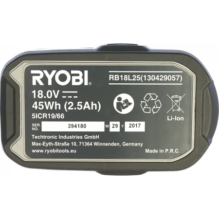 фото аккумулятор ryobi one+ rb18l25